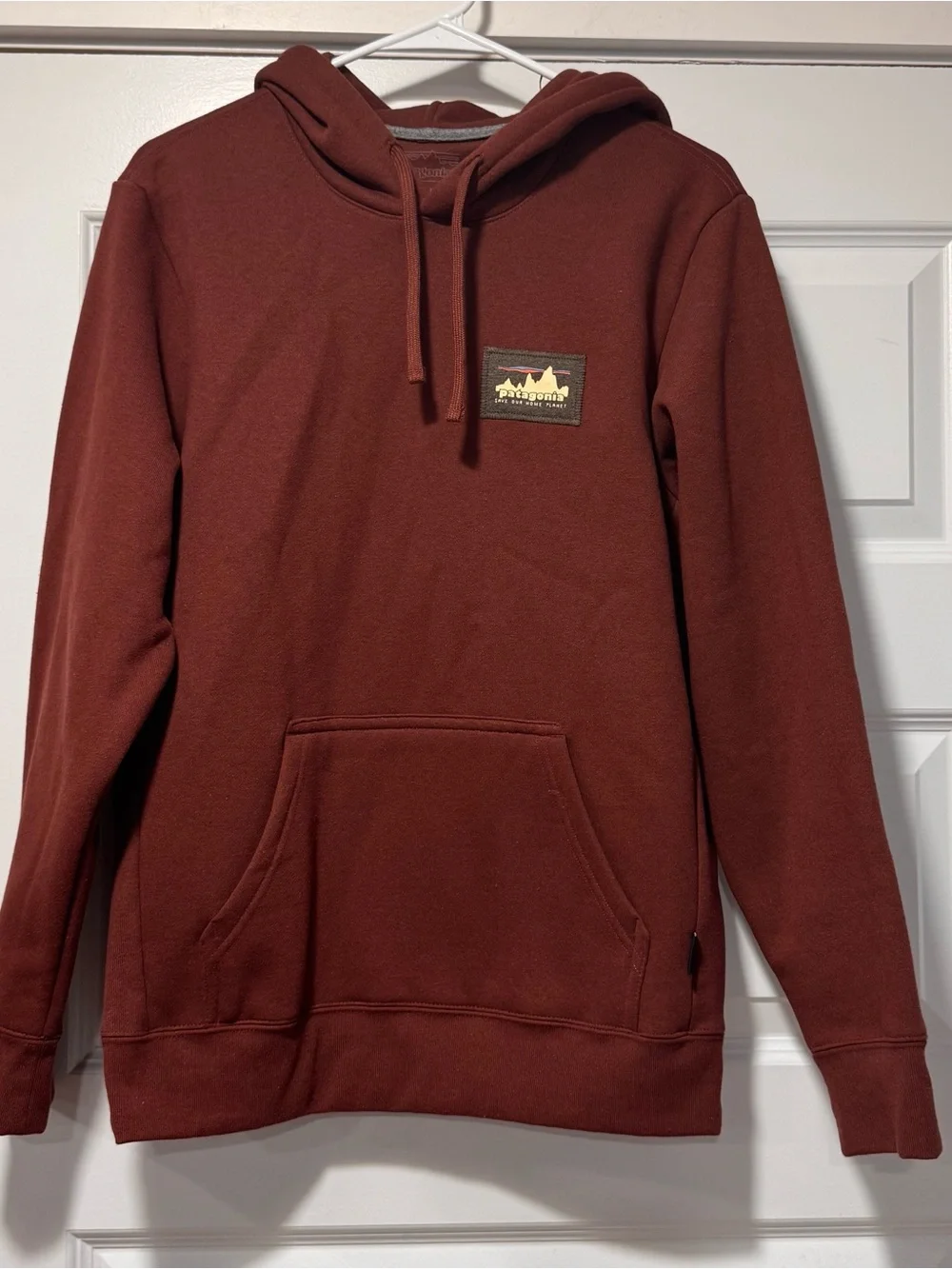 Patagonia Rust Pullover Hoodie with Logo Patch